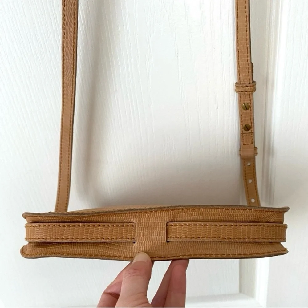 Madewell Simple Tan Brown Lizard Embossed Leather Crossbody Bag